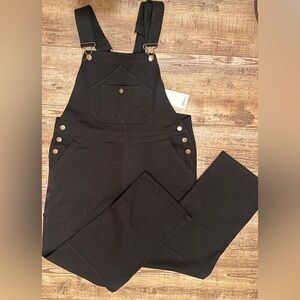 NWT QUINCE Organic Stretch Cotton Twill Relaxed Overalls Black Womens size M